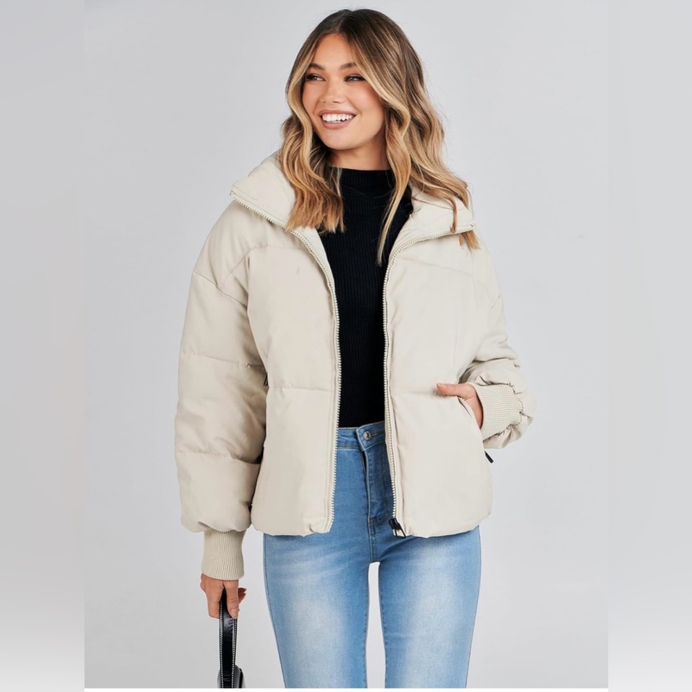 MEROKEETY Women's Winter Long Sleeve Zip Puffer Coat